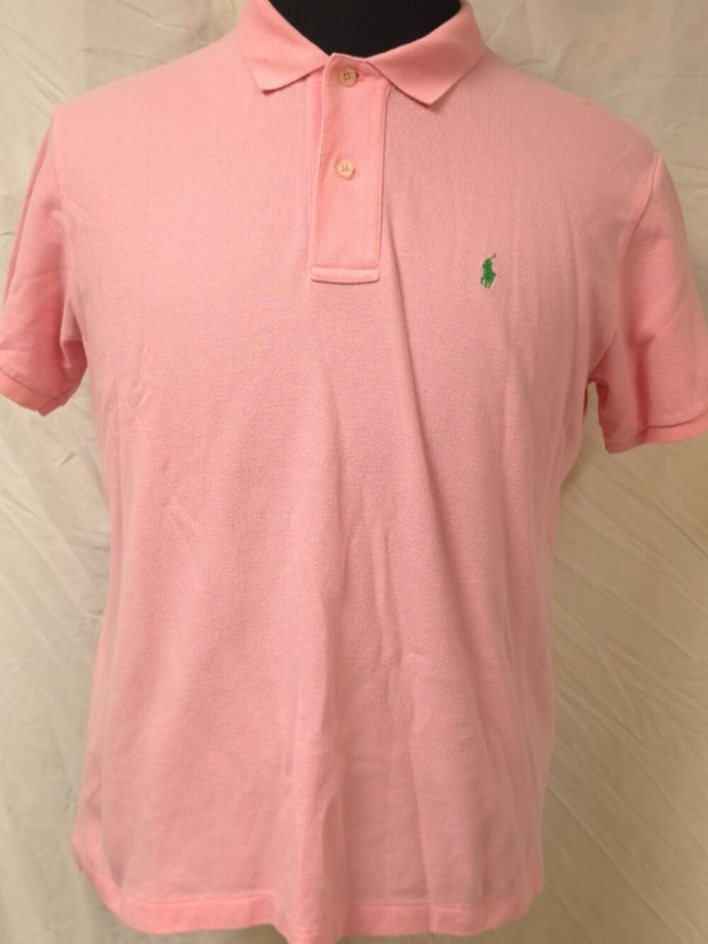 Ralph Lauren Mens Large Pink Green Pony Logo Cotton Golf Preppy Polo Shirt